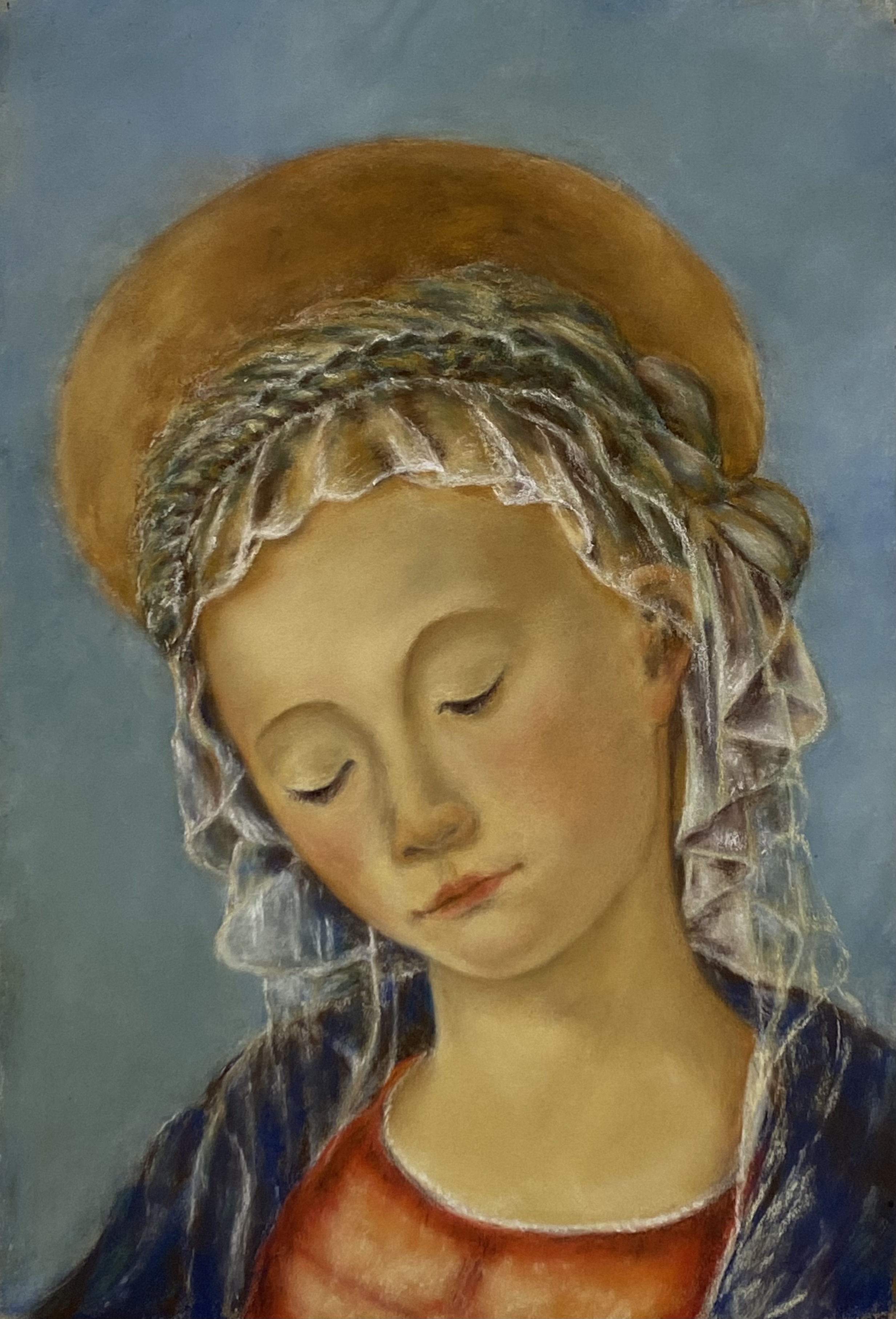 2   Vierge   Étude D'après Botticelli Au Pastel